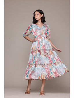 Aarke Ritu Kumar - Ecru Irises Printed Long Dress