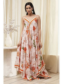 Biba - Women Beige Viscose Blend Printed Dress