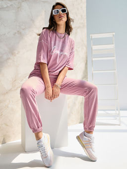 Styli - Oversized Drop Shoulder Printed T-Shirt & Jogger Co-Ord (Set of 2)
