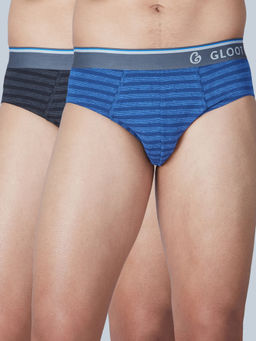 GLOOT - Pure Cotton Stretch Brief with No-Itch Elastic and Anti Odour GLI014 Multicolor (Pack of 2)