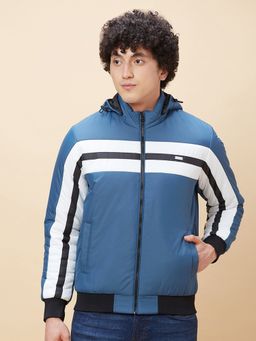 Being Human - Blue Colorblocked Mens Puffer Jacket Regular Fit