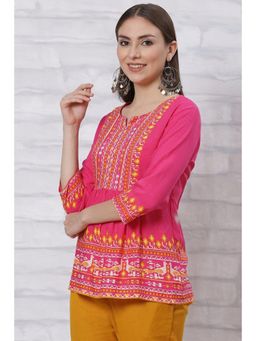 Rangriti - Pink Viscose Rayon Short Top