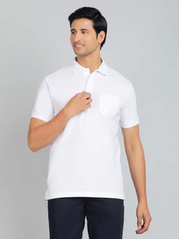 Greenfibre - White Blended Solid Polo T-Shirt