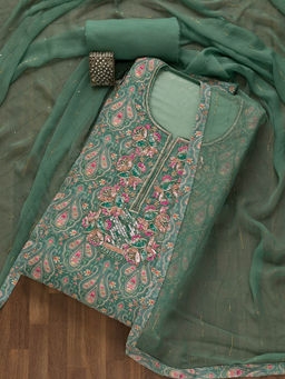Koskii - Sea Green Embellished Georgette Unstitched Salwar Suit (Set of 3) (Set of Three)