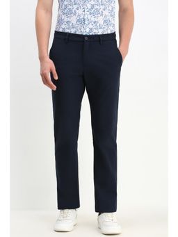 Allen Solly - Men Navy Blue Regular Fit Solid Casual Trouser