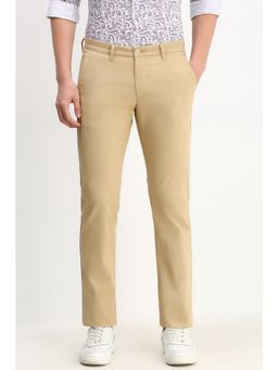 Allen Solly - Men Beige Slim Fit Textured Casual Trouser