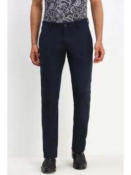 Allen Solly - Men Navy Blue Slim Fit Solid Casual Trouser