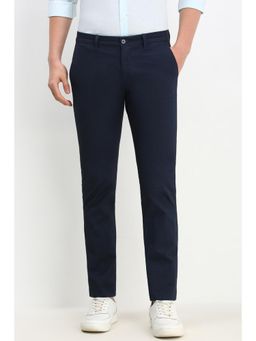 Allen Solly - Men Navy Blue Slim Fit Textured Casual Trouser