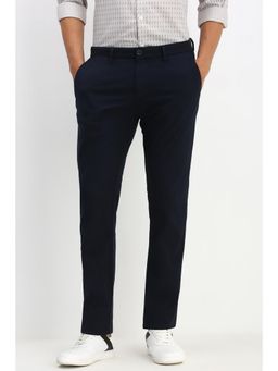 Allen Solly - Men Dark Navy Blue Slim Fit Solid Casual Trouser