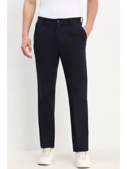 Allen Solly - Men Dark Navy Blue Regular Fit Solid Casual Trouser