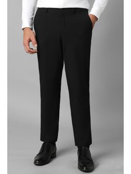 Louis Philippe - Men Black Regular Fit Solid Flat Front Trouser