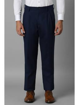 Louis Philippe - Men Navy Blue Regular Fit Solid Formal Trouser