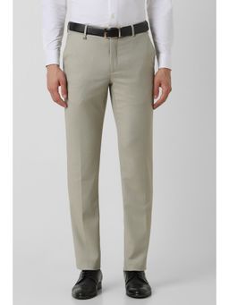 Van Heusen - Men Beige Solid Slim Fit Trouser