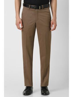 Van Heusen - Men Brown Solid Regular Fit Trouser