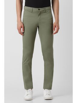 Van Heusen - Men Olive Solid Slim Fit Casual Trouser