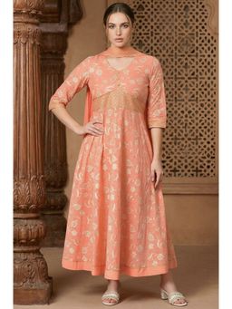 Aurelia - Orange Zari Embroidered Dress And Dupatta (Set of 2)