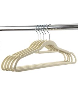 Kuber Industries - Velvet Cloth Hanger with Chromed Plated Steel Hook Cream (Pack of 5)