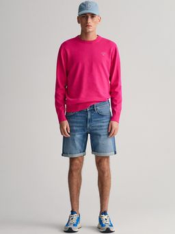 GANT - Men Blue Solid Mid-Rise Regular Fit Denim Shorts