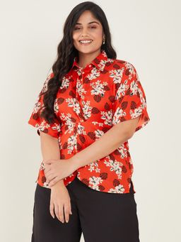 KASSUALLY - CURVE BY KASSUALLY Women Red Front Knot Top