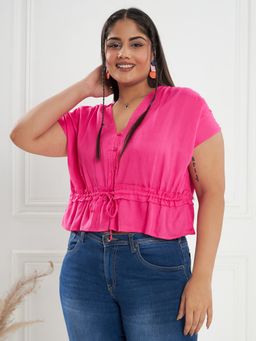 KASSUALLY - CURVE BY KASSUALLY Women Pink Waist Tie-Up Top