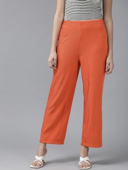 KASSUALLY - Women Cotton Stripes Orange Pant