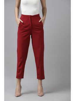 KASSUALLY - Women Polyester Solid Maroon Pant