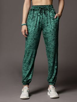 KASSUALLY - Women Polyester Solid Green Joggers
