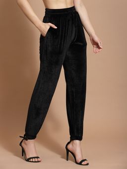 KASSUALLY - Women Polyester Solid Black Joggers