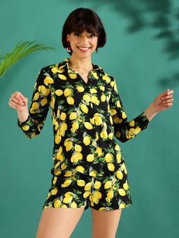 KASSUALLY - Women Polyester Printed Black Shirt