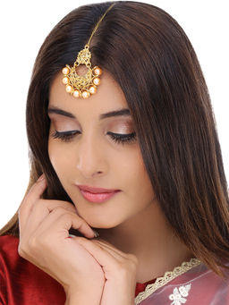 Yellow Chimes - 4 Pcs Traditional Gold Plated Mangtika Ethnic Maang Tikka for Women