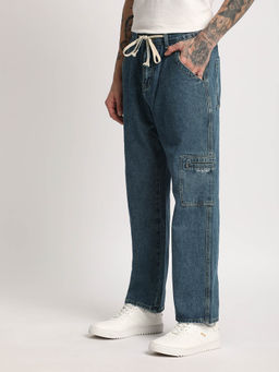 The Bear House - Navy Blue Men Cotton Straight Fit Jeans