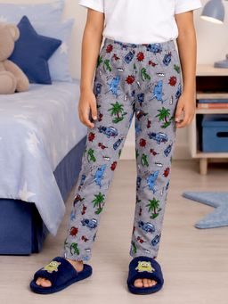 KiddoPanti - Boys Grey Printed Cotton Pant