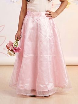 KiddoPanti - Girls Pink Solid/Plain Polyester Skirt