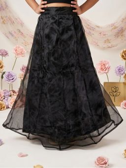 KiddoPanti - Girls Black Solid/Plain Polyester Skirt