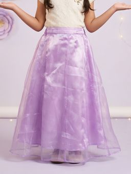 KiddoPanti - Girls Lavender Solid/Plain Polyester Skirt