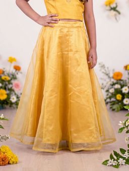 KiddoPanti - Girls Yellow Solid/Plain Polyester Skirt