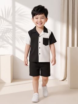 AJ Dezines - Boys Black Floral Cotton Co-Ord Set