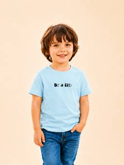 Kidbea - Unisex Blue Printed Cotton T-Shirt