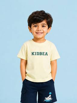 Kidbea - Unisex Cream Typography Cotton T-Shirt