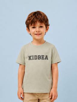 Kidbea - Unisex Grey Typography Cotton T-Shirt