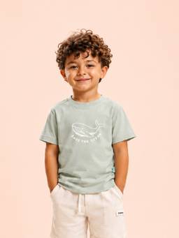 Kidbea - Unisex Grey Printed Cotton T-Shirt