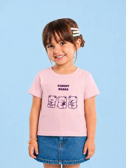 Kidbea - Girls Pink Printed Cotton T-Shirt