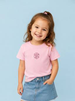 Kidbea - Unisex Pink Solid/Plain Cotton T-Shirt