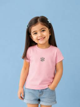 Kidbea - Unisex Pink Solid/Plain Cotton T-Shirt