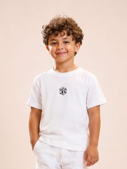Kidbea - Unisex White Solid/Plain Cotton T-Shirt