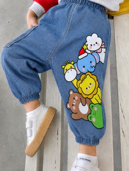 Googo Gaaga - Boys Blue Printed Cotton Jeans