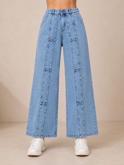 Aarika - Girls Blue Solid/Plain Denim Jeans