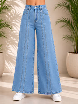 Aarika - Girls Blue Solid/Plain Denim Jeans