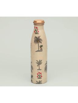 India Circus by Krsnaa Mehta - Beige Chevron Palms Copper Bottle