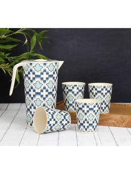 India Circus by Krsnaa Mehta - White Organised Ovule Bamboo Jug with Glasses